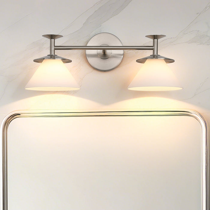 Vanity Light Thesis 207328A Tremolo 20 inch 2 light Brushed Nickel and Polished Nickel Vanity Light with Etched Opal Glass THESIS