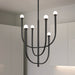 Chandelier Thesis 207261A Dahlia 23 inch 6 light Textured Black Chandelier with Opal Glass Shades THESIS