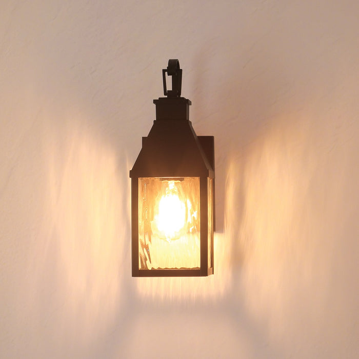 Exterior Wall Sconce Thesis 207761A Glencrest 14 inch 1 light Dark Bronze Exterior Wall Sconce with Clear Water Glass THESIS