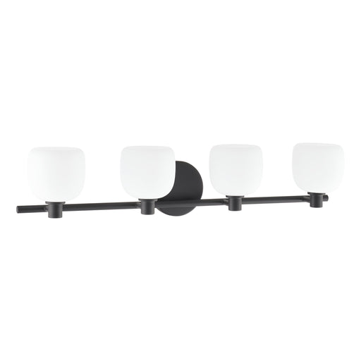 Vanity Light Thesis 207017A Valentina 30 inch 4 light Matte Black Vanity Light with Etched Opal Glass Shades THESIS