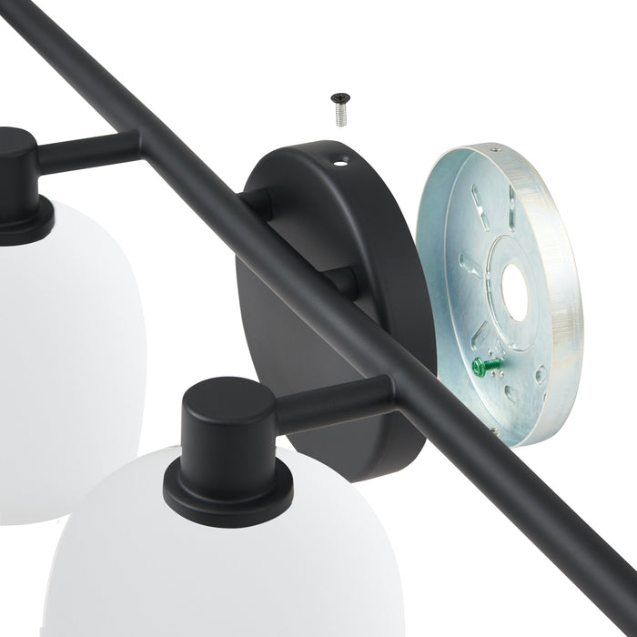 Vanity Light Thesis 207017A Valentina 30 inch 4 light Matte Black Vanity Light with Etched Opal Glass Shades THESIS