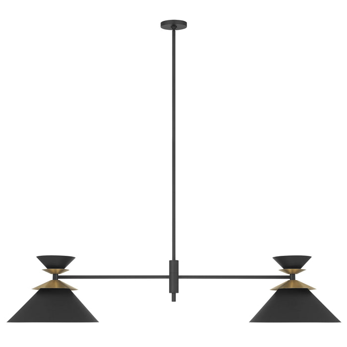 Chandelier Thesis 207317A Tremolo 60 inch 2 light Textured Black and Champagne Gold Linear Chandelier THESIS