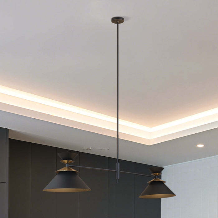 Chandelier Thesis 207317A Tremolo 60 inch 2 light Textured Black and Champagne Gold Linear Chandelier THESIS