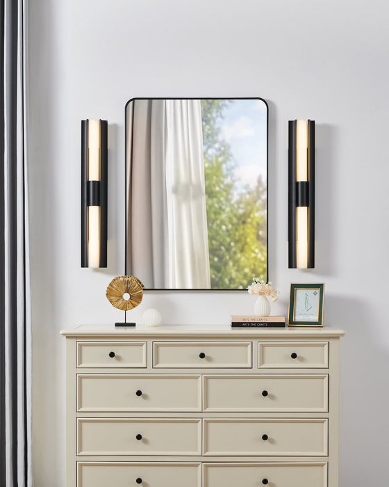 Vanity Light Thesis 207633A Colton 30 inch 2 light Textured Black 5CCT LED Vanity Light with Etched Opal Glass Shades THESIS