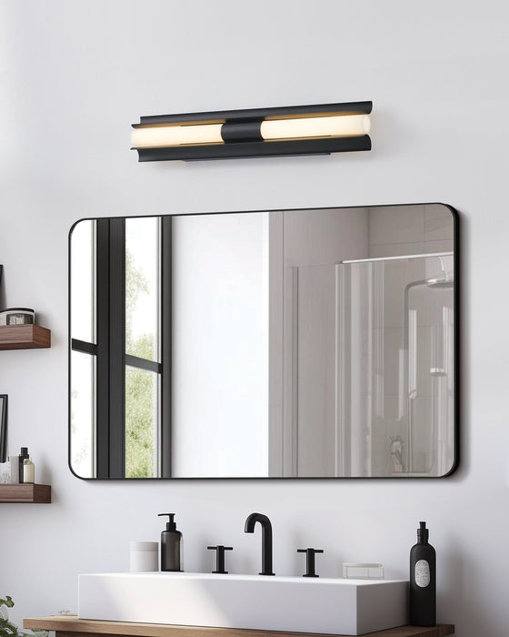 Vanity Light Thesis 207633A Colton 30 inch 2 light Textured Black 5CCT LED Vanity Light with Etched Opal Glass Shades THESIS