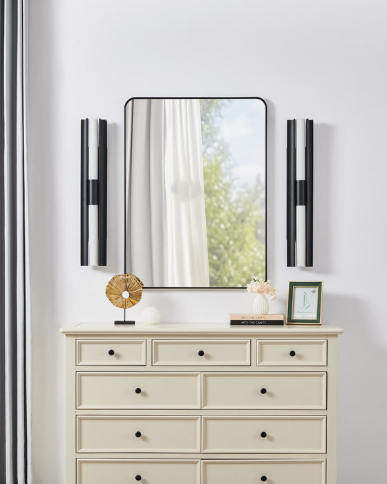 Vanity Light Thesis 207633A Colton 30 inch 2 light Textured Black 5CCT LED Vanity Light with Etched Opal Glass Shades THESIS