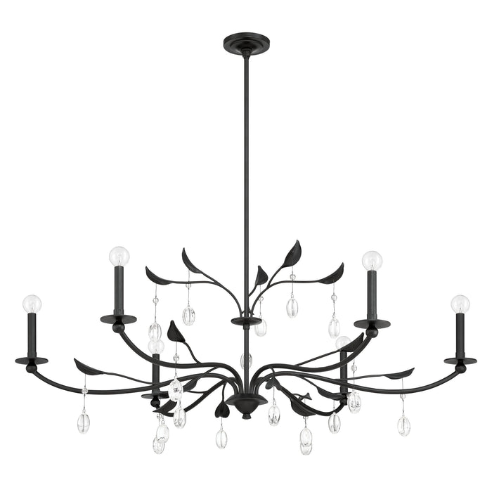 Chandelier Thesis 207345A Presley 48 inch 6 light Textured Black Chandelier with Clear Glass Drops THESIS
