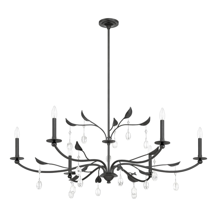 Chandelier Thesis 207345A Presley 48 inch 6 light Textured Black Chandelier with Clear Glass Drops THESIS