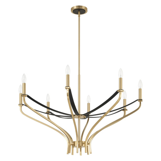 Chandelier Thesis 207369A Sussex 36 inch 8 light Champagne Gold and Black Faux Leather Chandelier THESIS