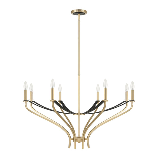 Chandelier Thesis 207369A Sussex 36 inch 8 light Champagne Gold and Black Faux Leather Chandelier THESIS