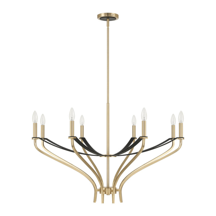 Chandelier Thesis 207369A Sussex 36 inch 8 light Champagne Gold and Black Faux Leather Chandelier THESIS