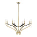Chandelier Thesis 207369A Sussex 36 inch 8 light Champagne Gold and Black Faux Leather Chandelier THESIS