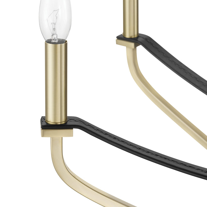 Chandelier Thesis 207369A Sussex 36 inch 8 light Champagne Gold and Black Faux Leather Chandelier THESIS
