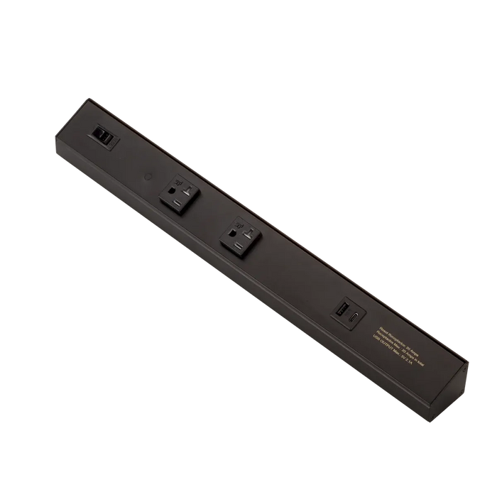 LED Under Cabinet Lighting American Lighting ATOM Low Profile Power Strip With Receptacles and USB-A/C Ports Black American Lighting