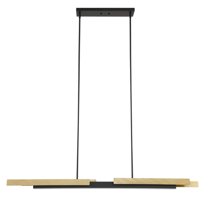 Chandelier Thesis 207775A Grazia 60 inch 2 light Matte Black and Brushed Gold LED Linear Chandelier THESIS