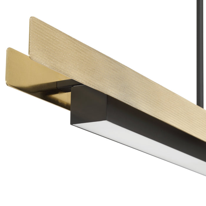 Chandelier Thesis 207775A Grazia 60 inch 2 light Matte Black and Brushed Gold LED Linear Chandelier THESIS