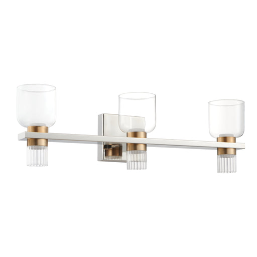 Vanity Light Thesis 207681A Amelia 24 inch 6 light Polished Nickel and Champagne Gold 5CCT LED Vanity Light with Clear and Clear Ribbed Glass THESIS