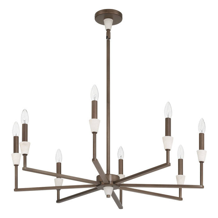 Chandelier Thesis 207364A Montclair 32 inch 8 light Forged Bronze and Natural Alabaster Chandelier THESIS