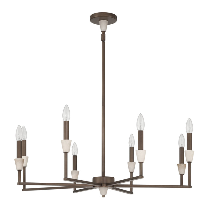 Chandelier Thesis 207364A Montclair 32 inch 8 light Forged Bronze and Natural Alabaster Chandelier THESIS