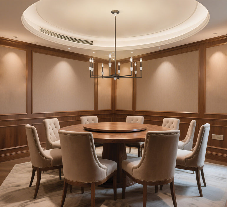 Chandelier Thesis 207364A Montclair 32 inch 8 light Forged Bronze and Natural Alabaster Chandelier THESIS