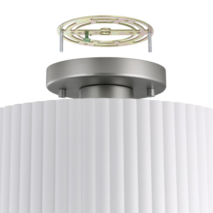 Semi-Flush Mount Thesis 206961A Leilani 11 inch 1 light Brushed Nickel Semi Flush Mount with Matte White Metal Shade THESIS