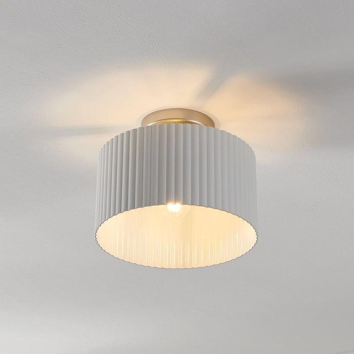 Semi-Flush Mount Thesis 206961A Leilani 11 inch 1 light Brushed Nickel Semi Flush Mount with Matte White Metal Shade THESIS