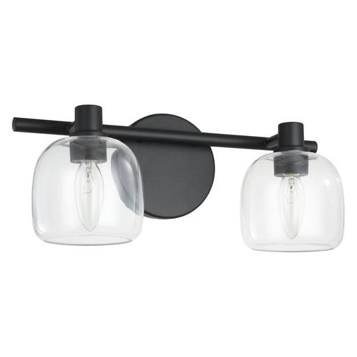 Vanity Light Thesis 207003A Valentina 15 inch 2 light Matte Black Vanity Light with Clear Glass Shades THESIS