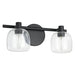 Vanity Light Thesis 207003A Valentina 15 inch 2 light Matte Black Vanity Light with Clear Glass Shades THESIS