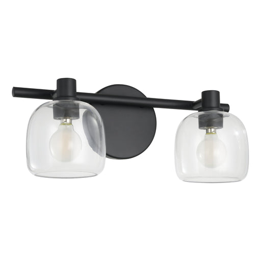 Vanity Light Thesis 207003A Valentina 15 inch 2 light Matte Black Vanity Light with Clear Glass Shades THESIS