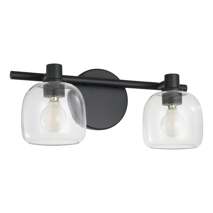 Vanity Light Thesis 207003A Valentina 15 inch 2 light Matte Black Vanity Light with Clear Glass Shades THESIS