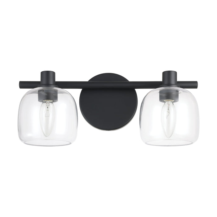 Vanity Light Thesis 207003A Valentina 15 inch 2 light Matte Black Vanity Light with Clear Glass Shades THESIS