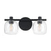 Vanity Light Thesis 207003A Valentina 15 inch 2 light Matte Black Vanity Light with Clear Glass Shades THESIS