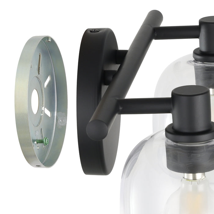 Vanity Light Thesis 207003A Valentina 15 inch 2 light Matte Black Vanity Light with Clear Glass Shades THESIS