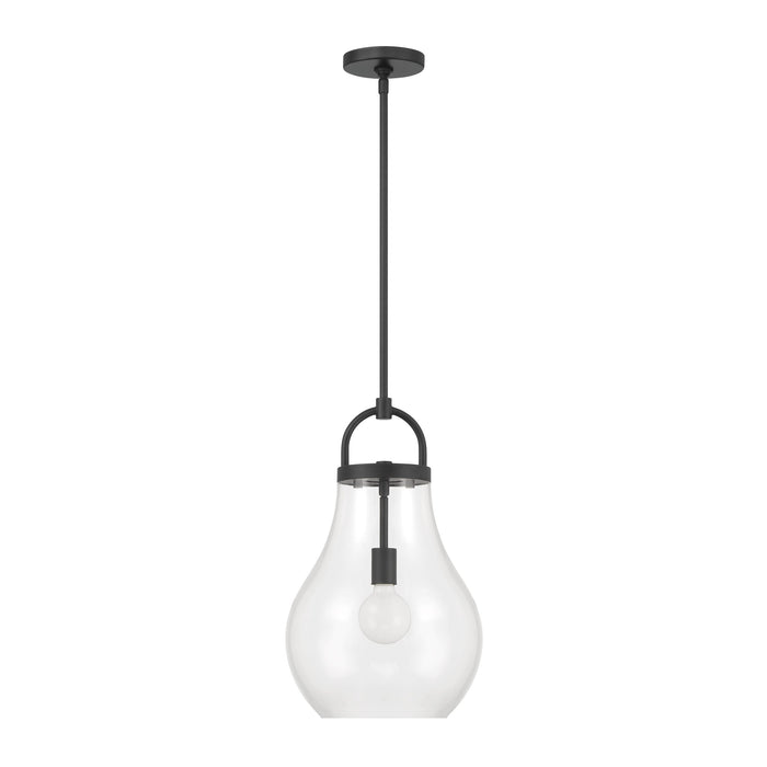 Pendant Light Thesis 207644A Mansfield 12 inch 1 light Matte Black Pendant Light with Clear Glass Shade THESIS