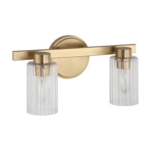 Vanity Light Thesis 207032A Bedminster 14 inch 2 light Champagne Gold Vanity Light with Clear Ribbed Glass Shades THESIS