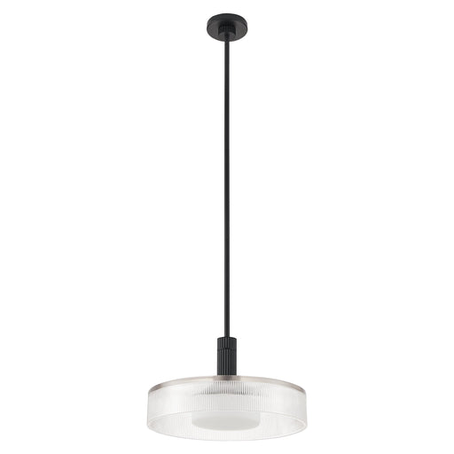 Convertible Pendant Thesis 207407A Como 18 inch 1 light Matte Black Convertible Pendant with Clear Ribbed and Opal Glass Shade THESIS