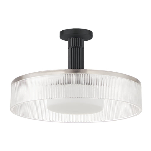 Convertible Pendant Thesis 207407A Como 18 inch 1 light Matte Black Convertible Pendant with Clear Ribbed and Opal Glass Shade THESIS