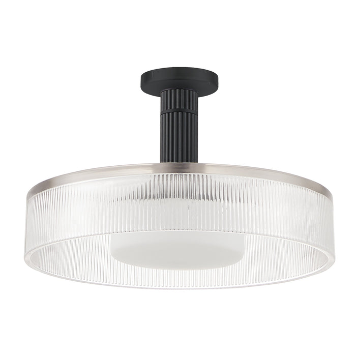 Convertible Pendant Thesis 207407A Como 18 inch 1 light Matte Black Convertible Pendant with Clear Ribbed and Opal Glass Shade THESIS