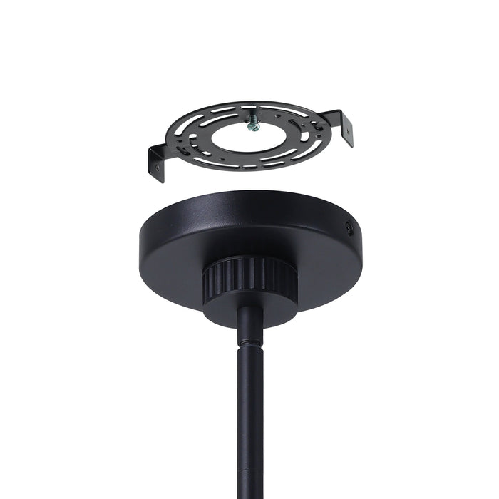 Convertible Pendant Thesis 207407A Como 18 inch 1 light Matte Black Convertible Pendant with Clear Ribbed and Opal Glass Shade THESIS