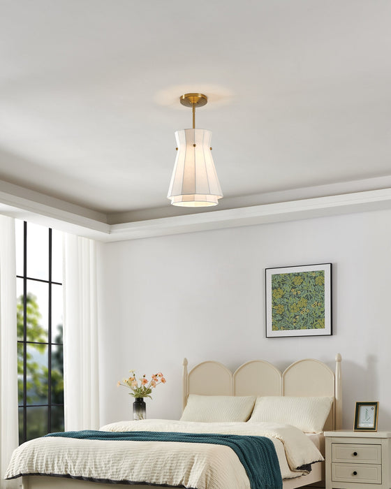 Convertible Pendant Thesis 206925A Bryony 12 inch 1 light Brushed Gold Convertible Pendant with White Synthetic Silk Shade THESIS