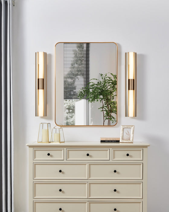Vanity Light Thesis 207624A Colton 30 inch 2 light Champagne Gold 5CCT LED Vanity Light with Etched Opal Glass Shades THESIS