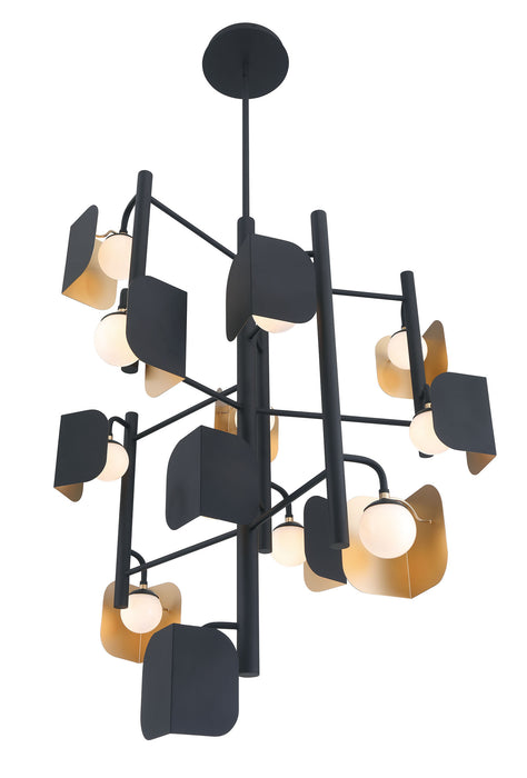 Eurofase 49228-014 Cornice 42" Gold-Black Mix LED Chandelier
