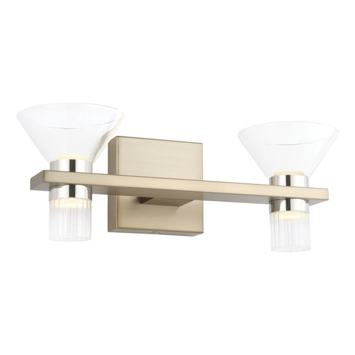 Vanity Light Thesis 207685A Blake 25 inch 6 light Champagne Gold and Polished Nickel 5CCT LED Vanity Light with Clear and Clear Ribbed Glass THESIS