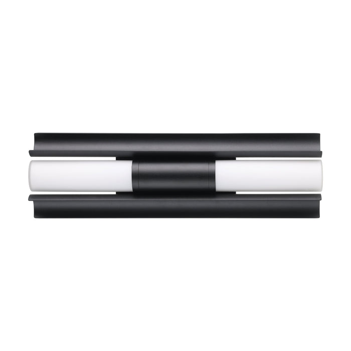 Vanity Light Thesis 207631A Colton 18 inch 2 light Textured Black 5CCT LED Vanity Light with Etched Opal Glass Shades THESIS