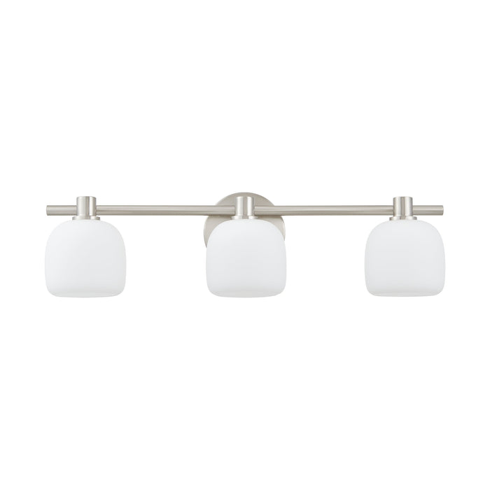 Vanity Light Thesis 207015A Valentina 24 inch 3 light Brushed Nickel Vanity Light with Etched Opal Glass Shades THESIS