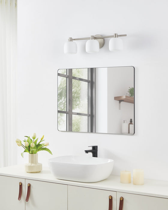 Vanity Light Thesis 207015A Valentina 24 inch 3 light Brushed Nickel Vanity Light with Etched Opal Glass Shades THESIS