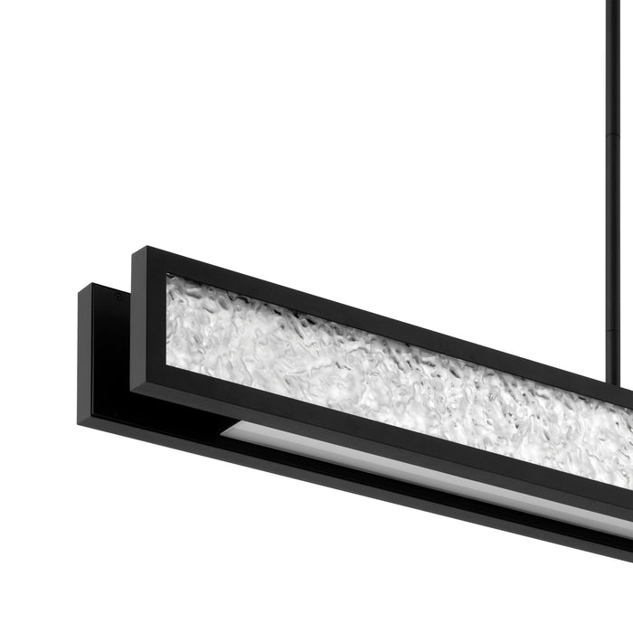 Chandelier Thesis 207414A Courtney 48 inch Textured Black 5CCT LED Linear Chandelier with Clear Water Glass THESIS