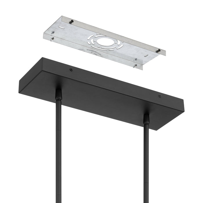 Chandelier Thesis 207414A Courtney 48 inch Textured Black 5CCT LED Linear Chandelier with Clear Water Glass THESIS