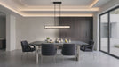 Chandelier Thesis 207414A Courtney 48 inch Textured Black 5CCT LED Linear Chandelier with Clear Water Glass THESIS