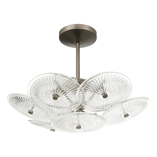 Convertible Pendant Thesis 207307A Avril 18 inch 4 light Forged Bronze Convertible Pendant with Clear Starburst Glass Shade THESIS